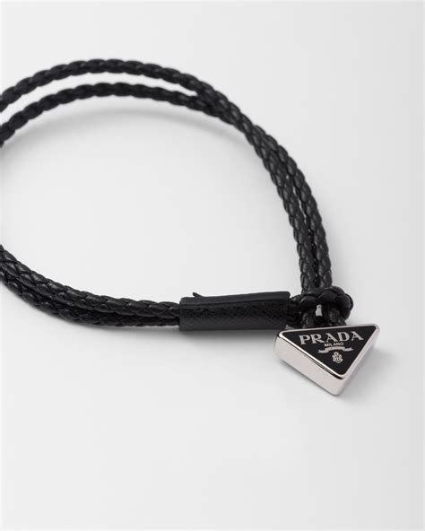 prada men's leather bracelet|prada armband mit logo.